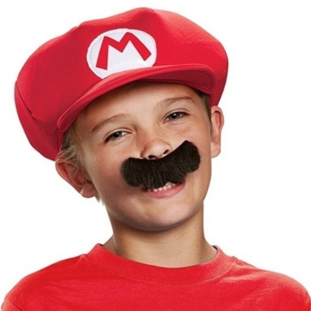 NWT Nintendo Super Mario Hat Mustache Halloween Costume Cosplay Accessory Kit